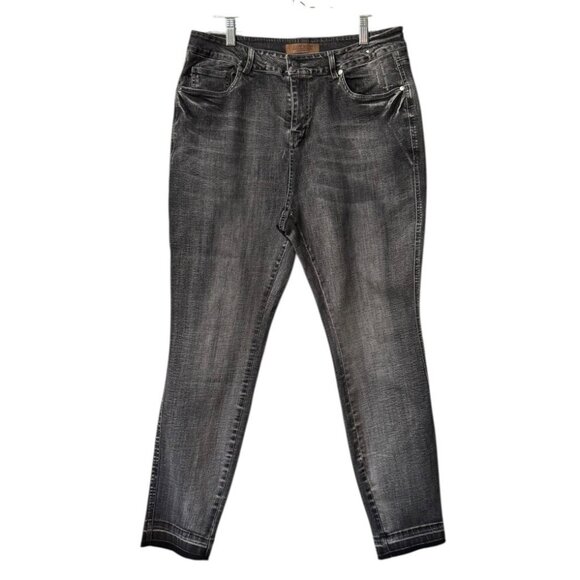 Judy Blue High Rise Tummy Control Skinny Jeans Grey Wash Size 14W Stretch Preppy - Picture 1 of 13
